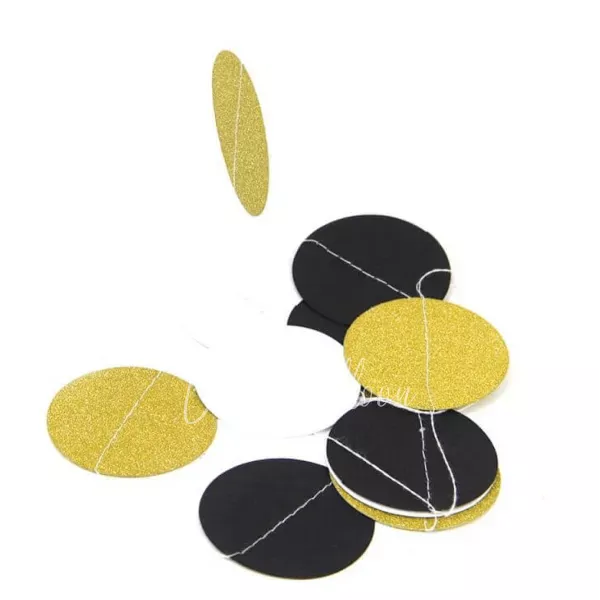 2m Gold Black and White mix rounds garland 