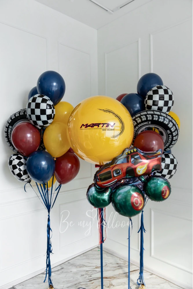 Helium Balloon Bouquet For The Young Racer with Blaze Balloon
