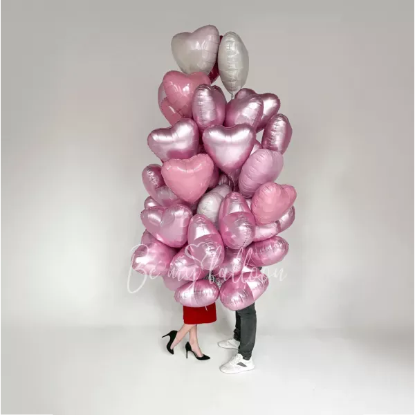 50 helium foil hearts Pink mix