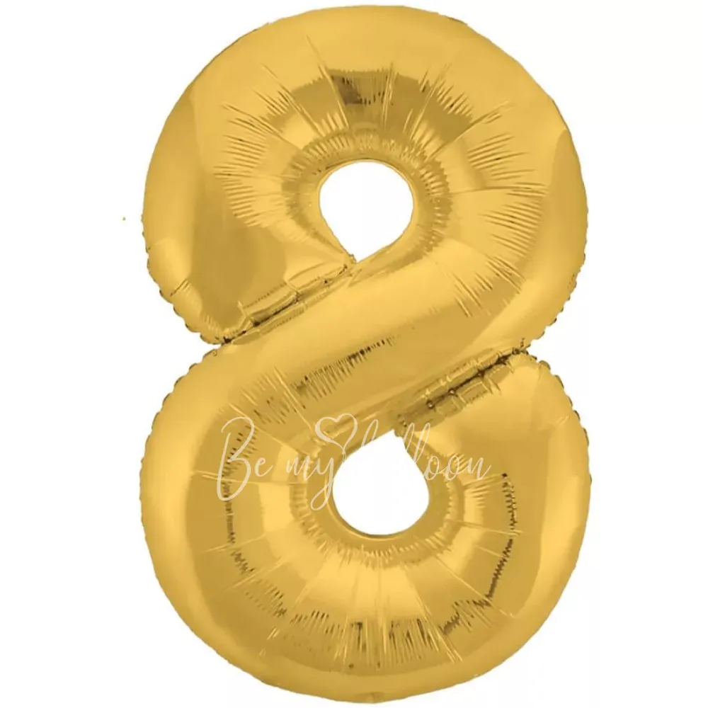 40" Helium foil gloss Gold Number 8 balloon