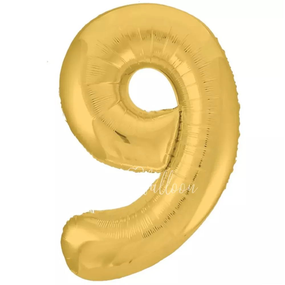 40" Helium foil gloss Gold Number 9 balloon