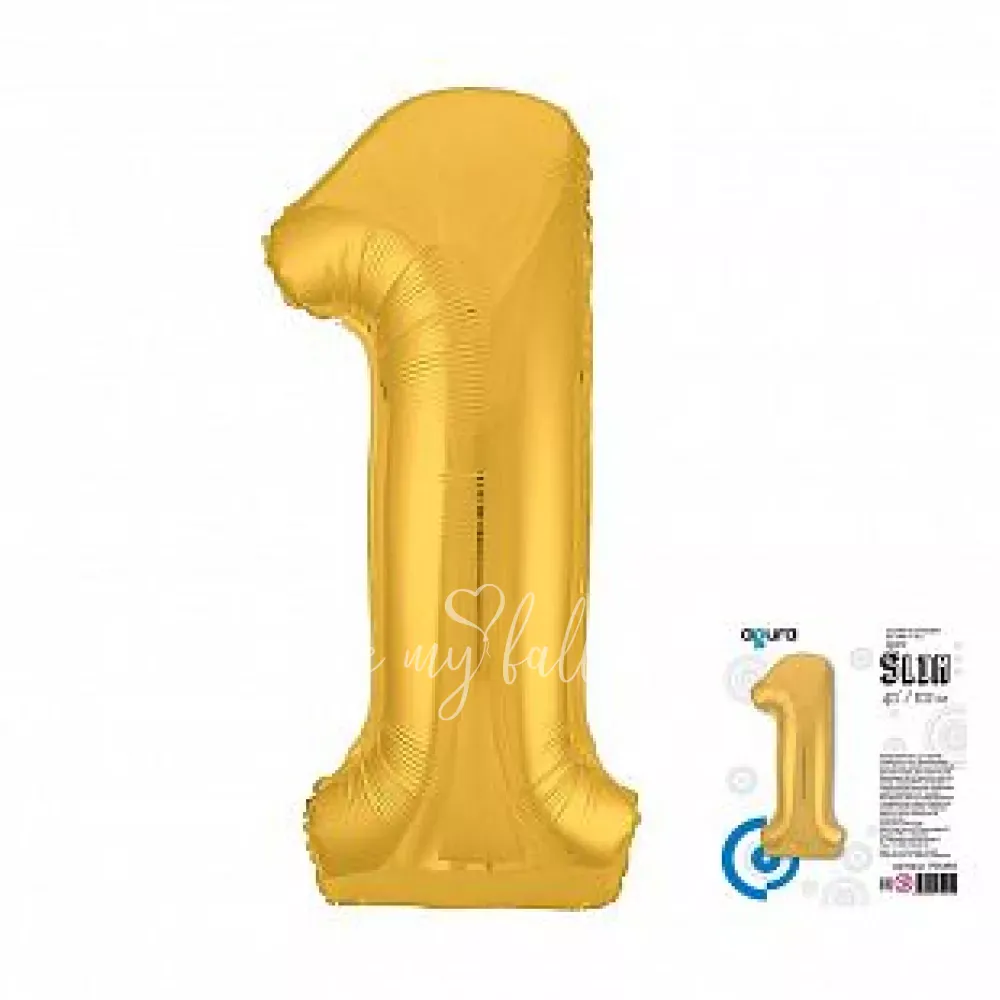 40" Helium foil Gold Number 1 balloon