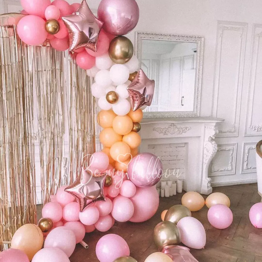 First Birthday for a Girl Balloon Garland Setup