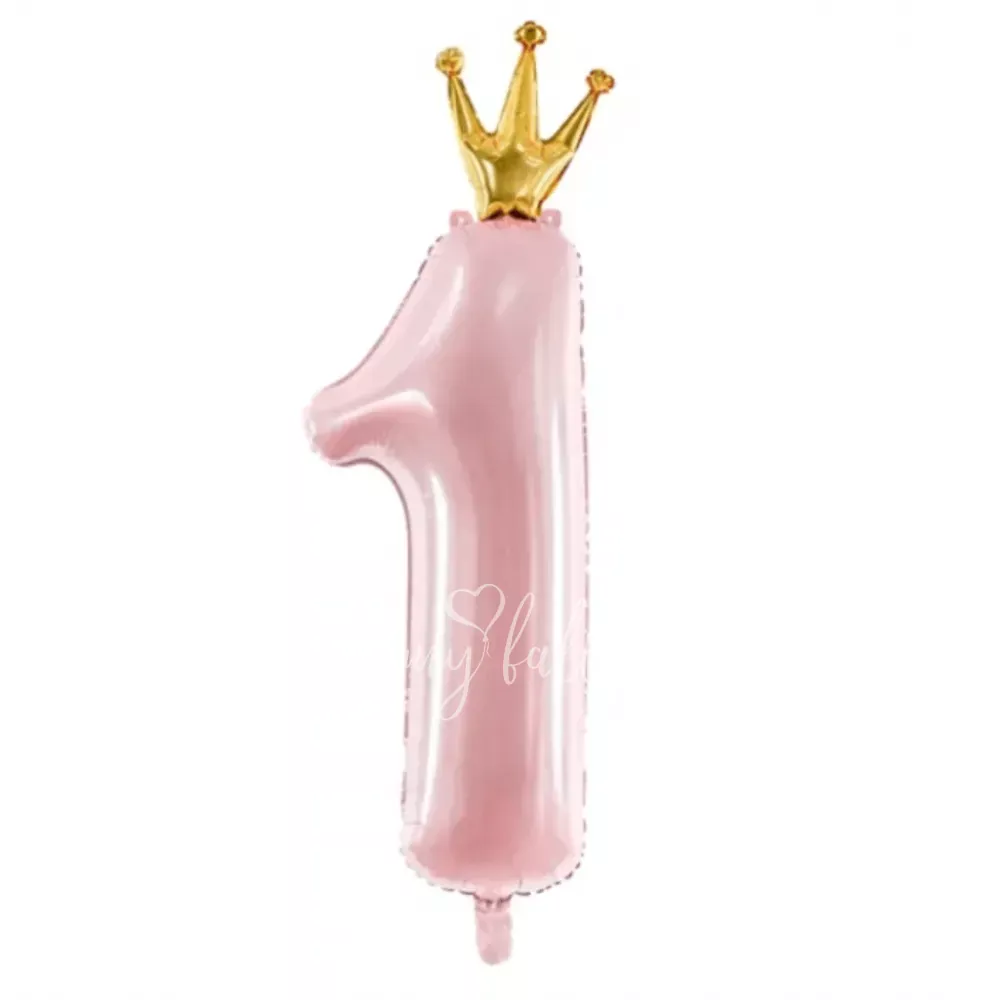 36" Helium foil Pink Crown Number 1 balloon