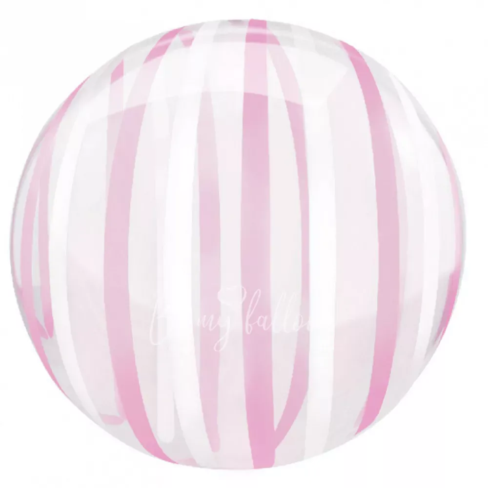 18" Helium foil gloss Pink Stripes 3D Sphere balloon