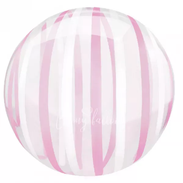 18" Helium foil gloss Pink Stripes 3D Sphere balloon