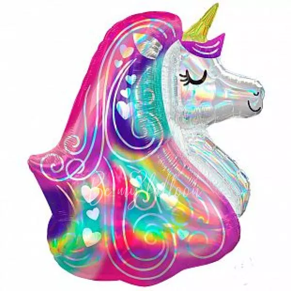 30" Foil Figure Unicorn Mother of Pearl Head