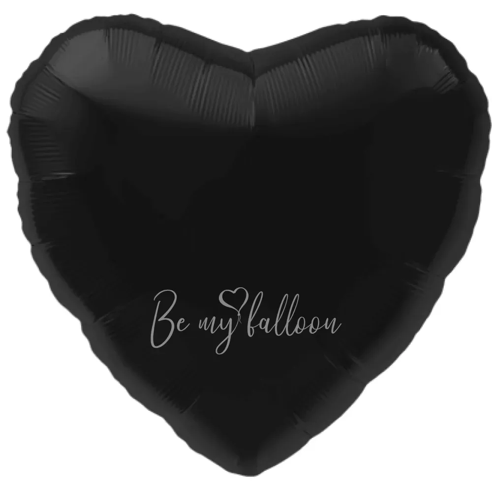 19" Helium foil gloss Black Heart balloon 