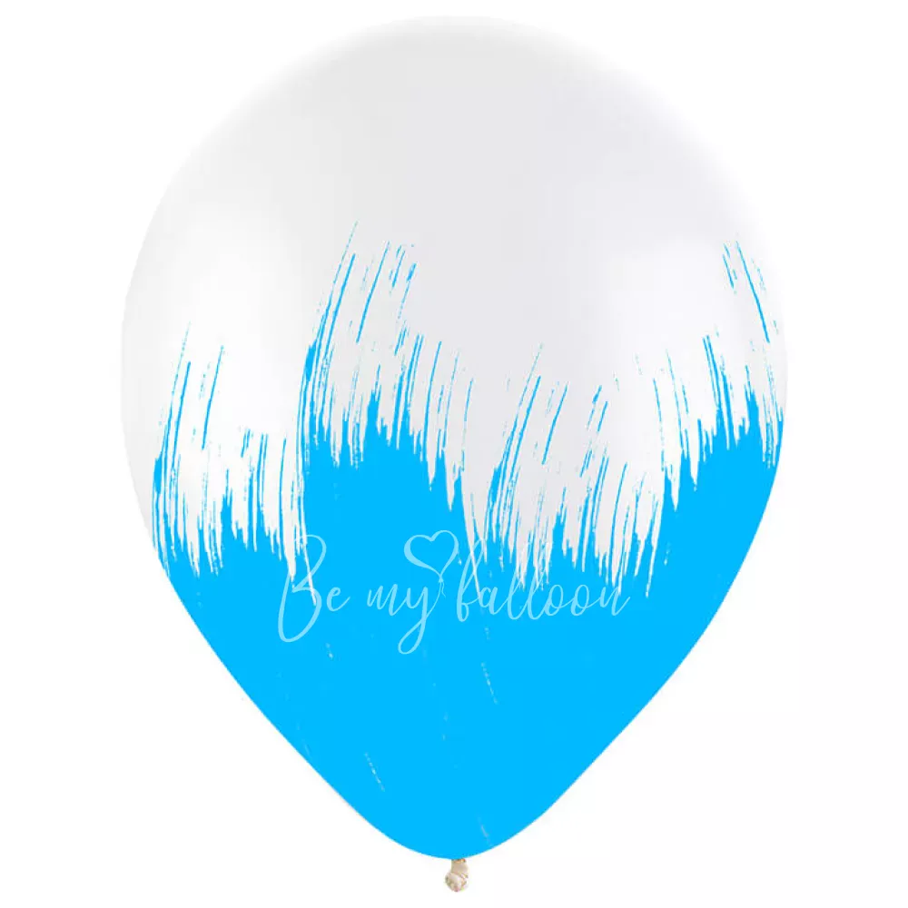 12" Helium Latex Crystal Blue Brush Printed balloon