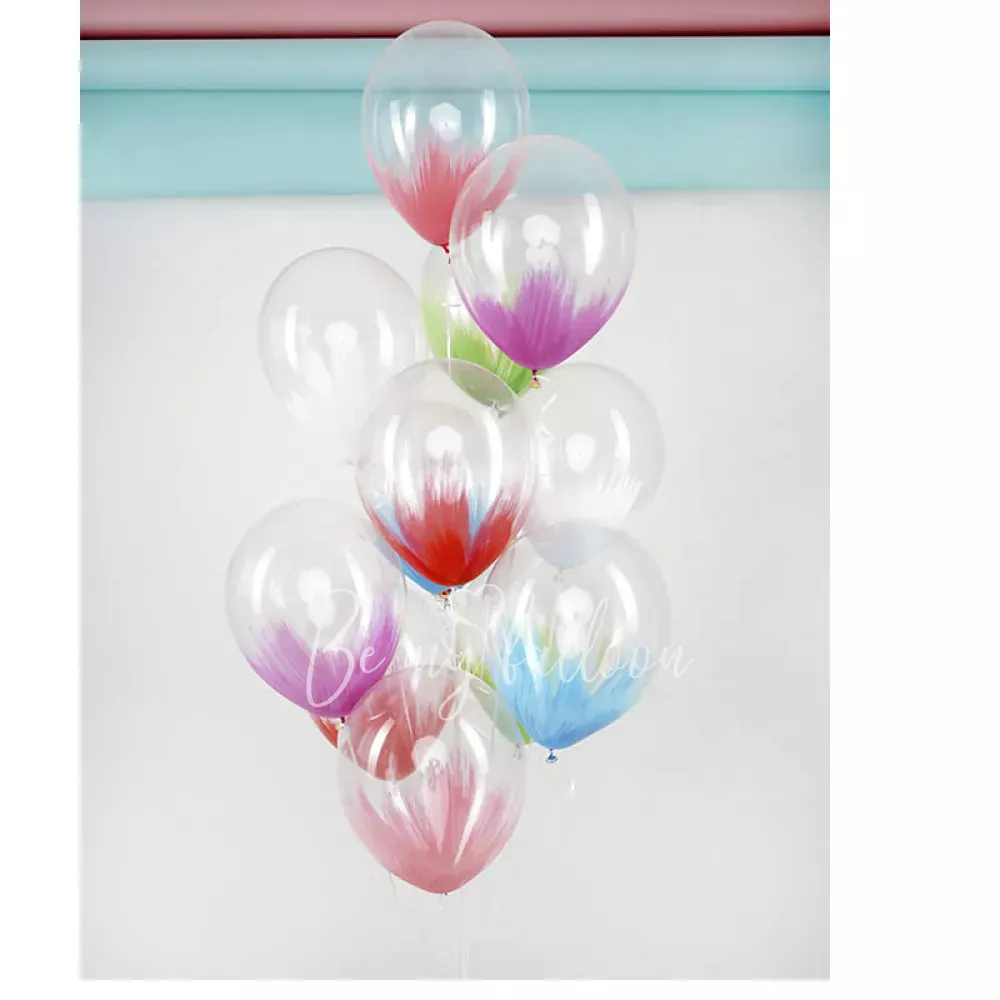 12" Helium Latex Crystal Red Brush Printed balloon