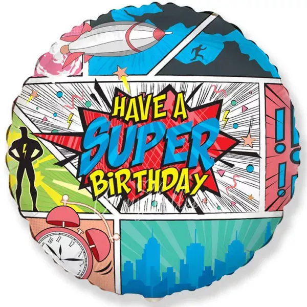 18" Helium foil Birthday Comics balloon