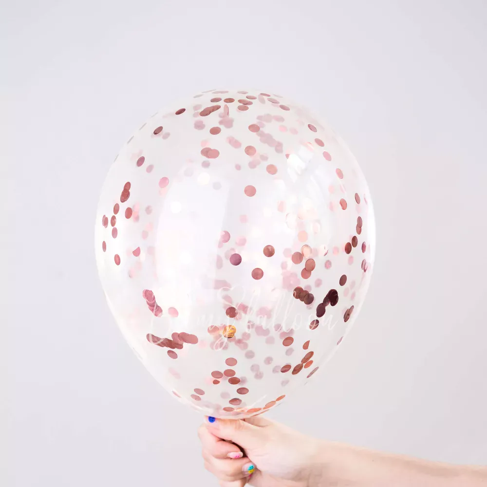12" Helium latex Large Rose Gold Confetti Balloon 