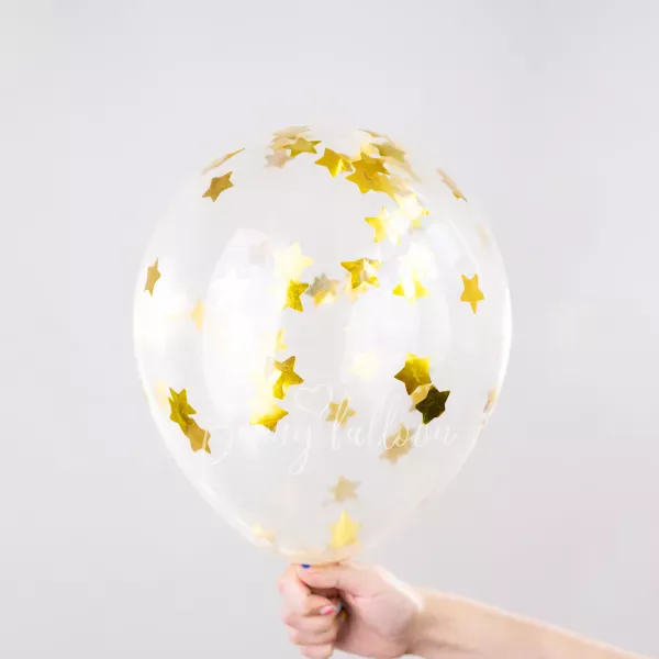 12" Helium latex Gold Star Confetti Balloon 