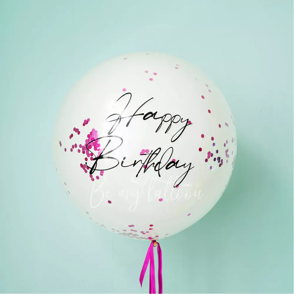 36" Latex Clear balloon with an inscription & filled with confetti 