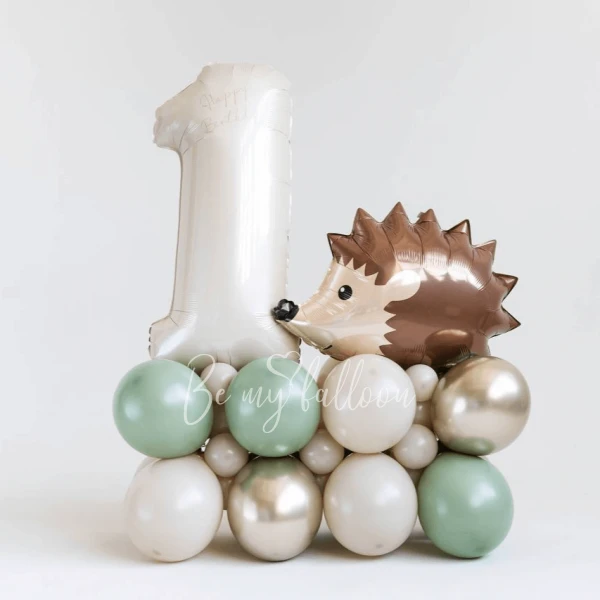Hedgehog air-filed birthday balloon composition