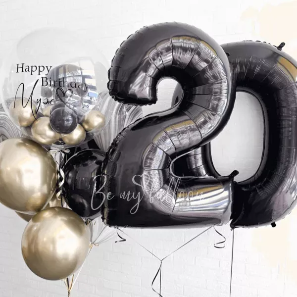 عيد ميلاد سعيد بالونات الهيليوم باقة