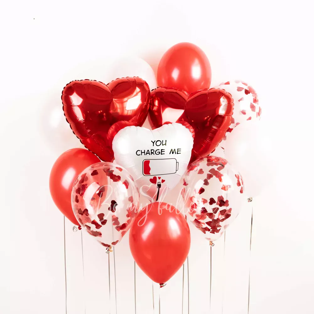 Happy Valentines You charge me! Balloon Bouquet