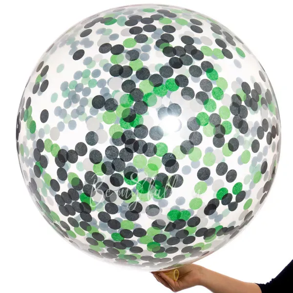 36" Helium latex Football green shades confetti balloon﻿