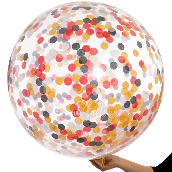 36" Helium latex Mickey Mouse red and yellow shades confetti balloon