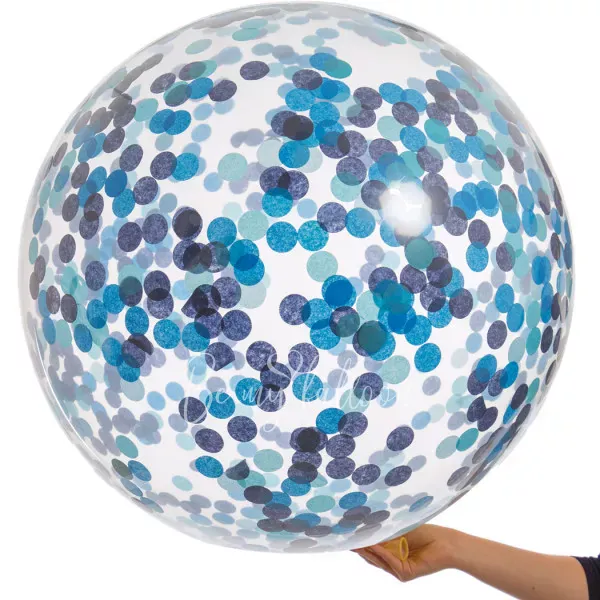 36" Helium latex Peacock blue shades confetti balloon
