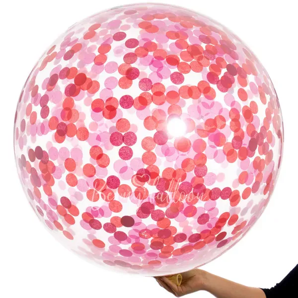 36" Helium latex Loved Up pink shades confetti balloon﻿