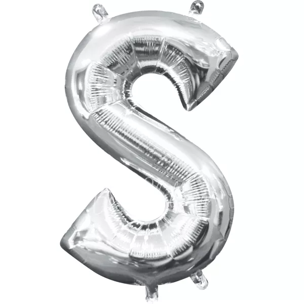 40" Helium foil gloss Silver Letter S balloon