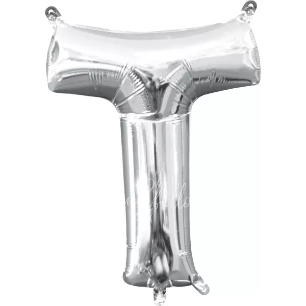 40" Helium foil gloss Silver Letter T balloon