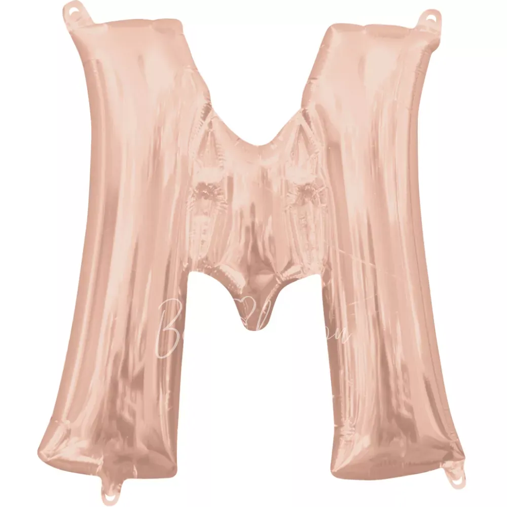 40" Шар из фольги Буква M розовое золото глянец