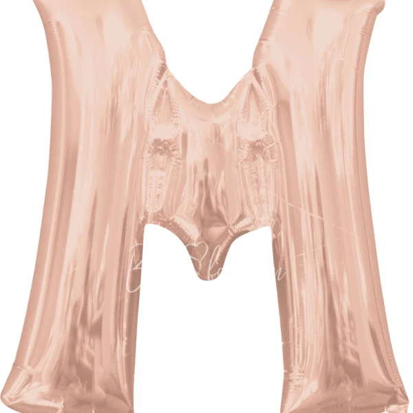 40" Helium foil gloss Rose gold Letter M balloon
