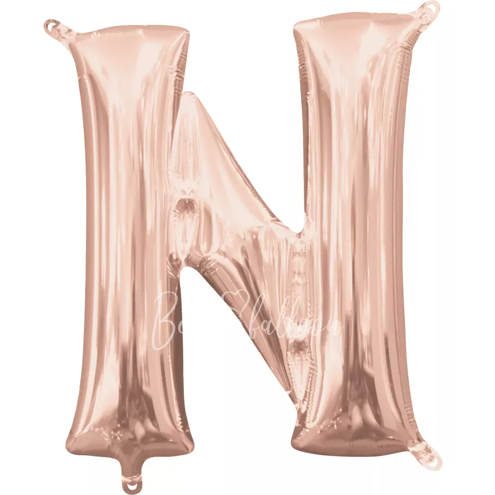 40" Helium foil gloss Rose gold Letter N balloon