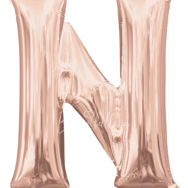 40" Helium foil gloss Rose gold Letter N balloon