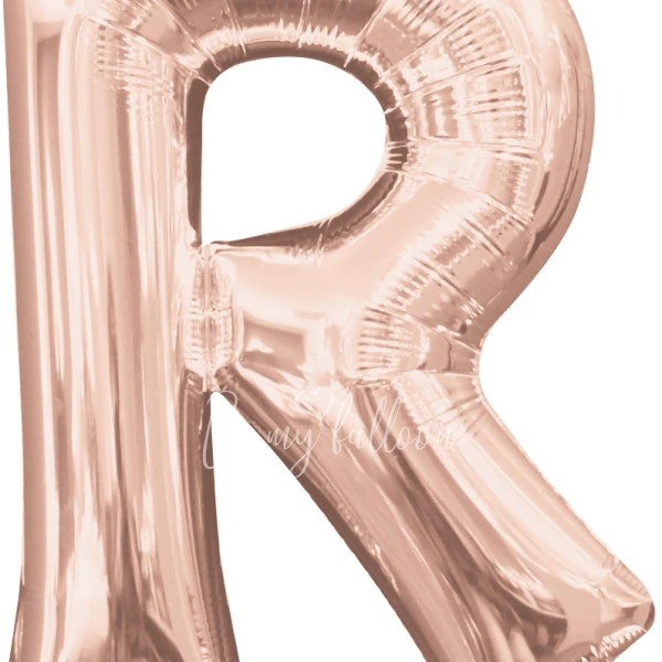 40" Helium foil gloss Rose gold Letter R balloon