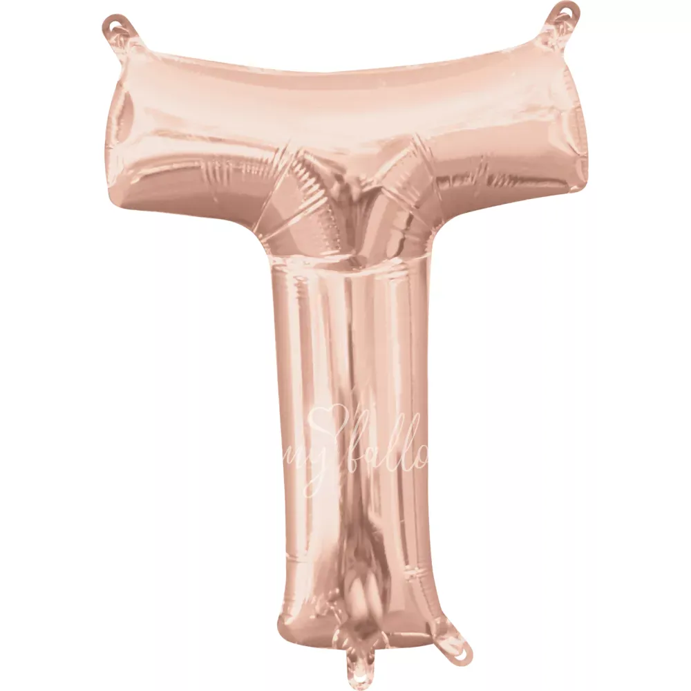 40" Helium foil gloss Rose gold Letter T balloon