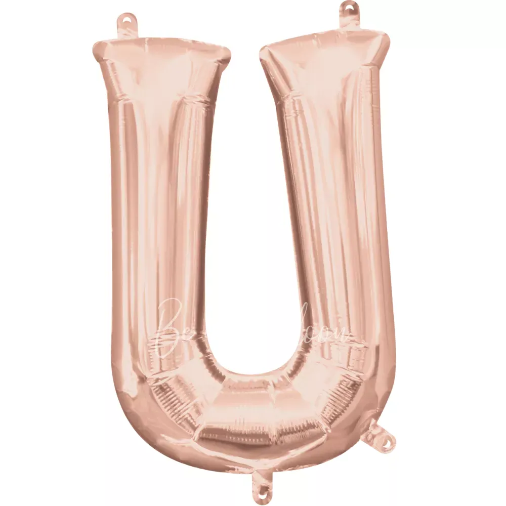 40" Helium foil gloss Rose gold Letter U balloon