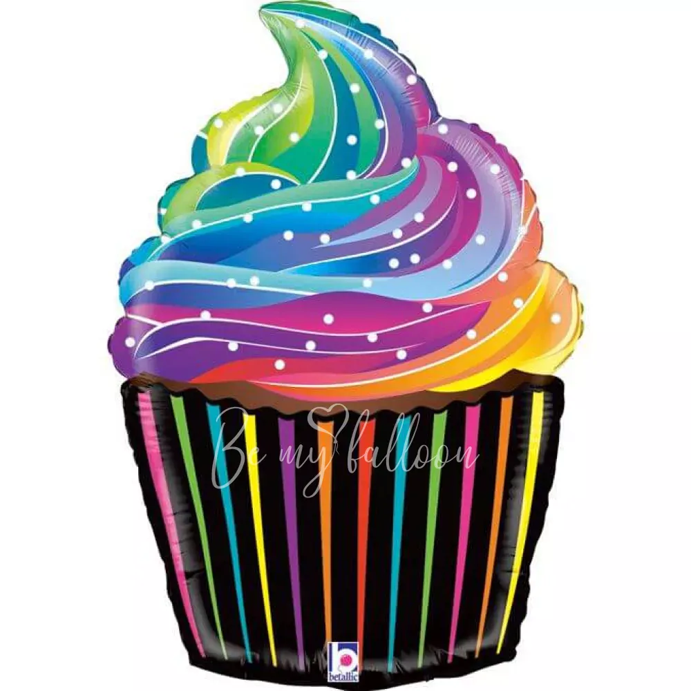 27" Helium foil Rainbow Cupcake balloon