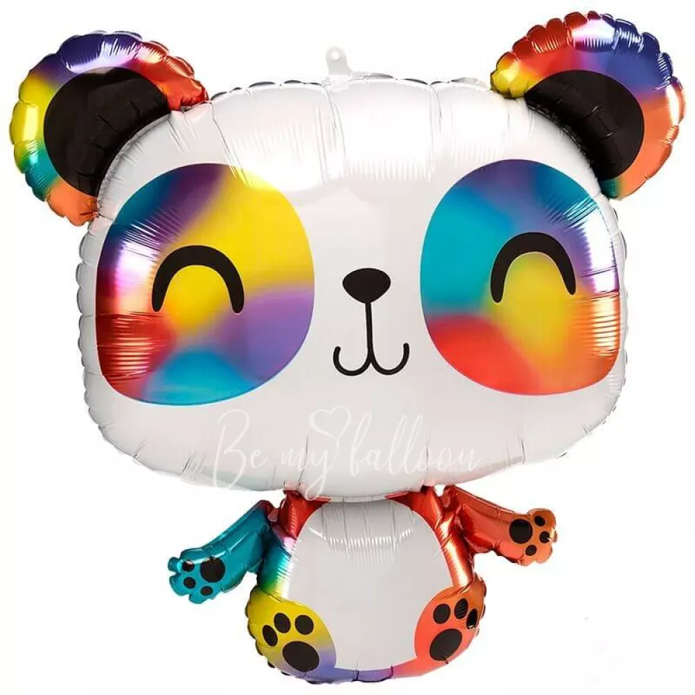 24" Helium foil Rainbow Panda balloon