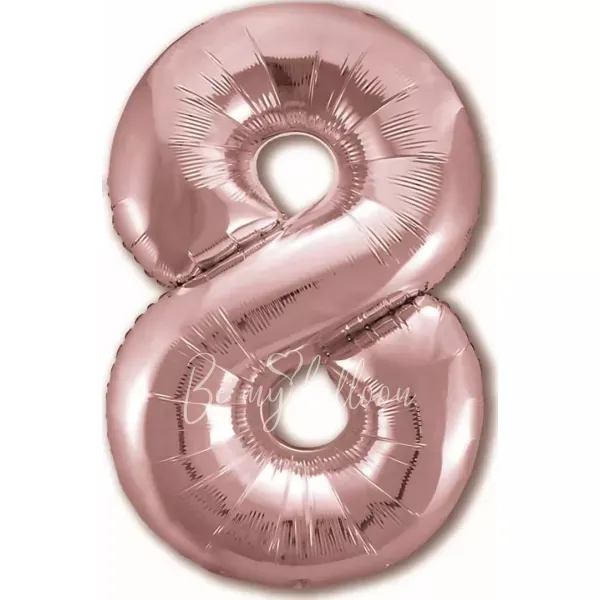 40" Helium foil gloss Rose gold Number 8 balloon