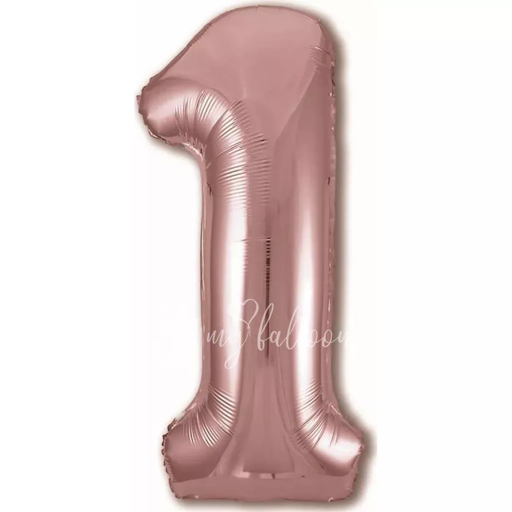 40" Helium foil gloss Rose gold Number 1 balloon