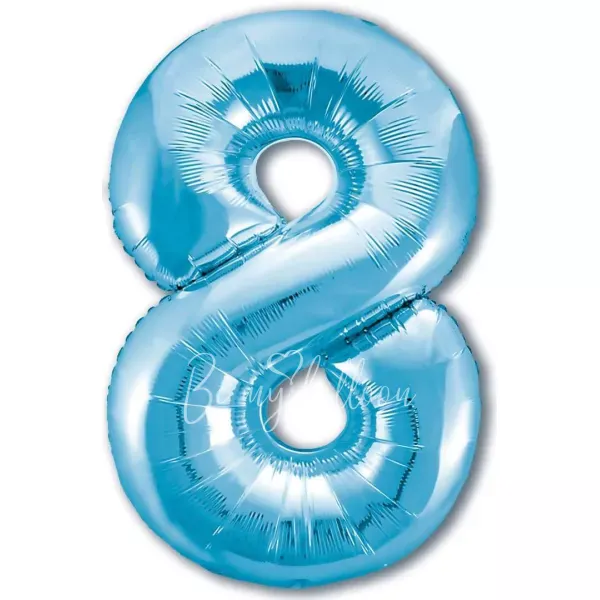 40" Helium foil gloss Light blue Number 8 balloon