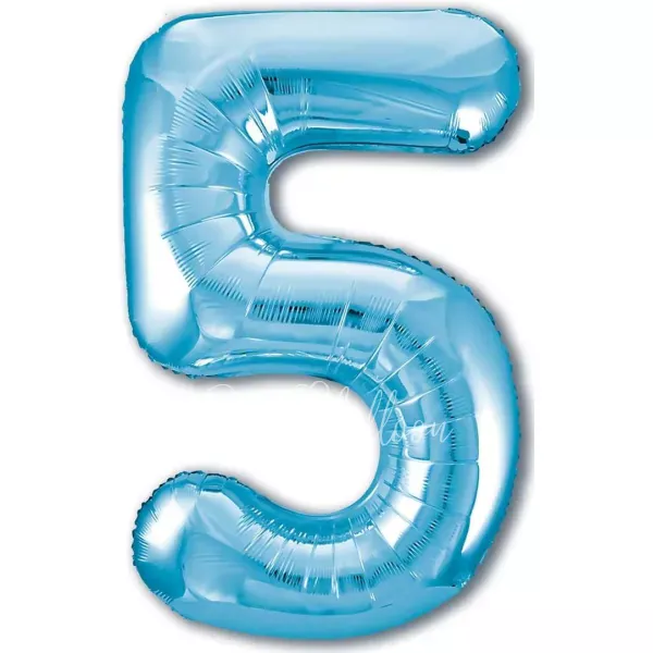 40" Helium foil gloss Light blue Number 5 balloon