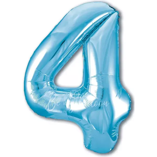 40" Helium foil gloss Light blue Number 4 balloon
