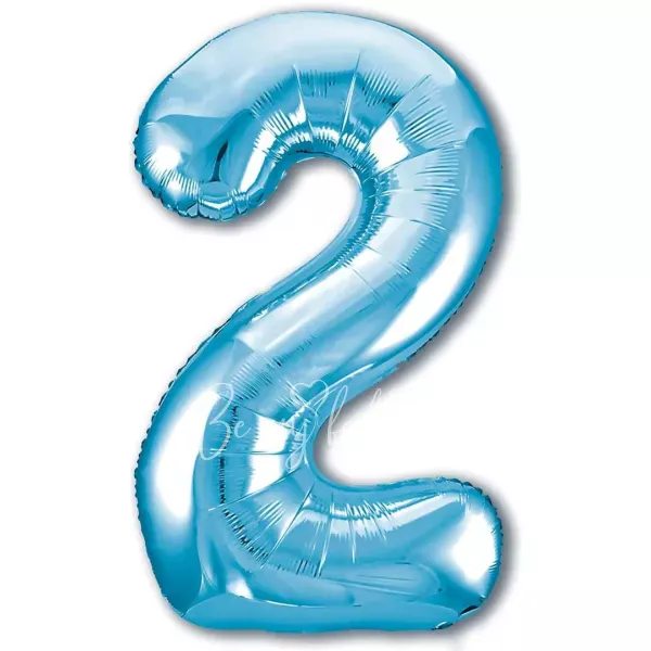 40" Helium foil gloss Light blue Number 2 balloon