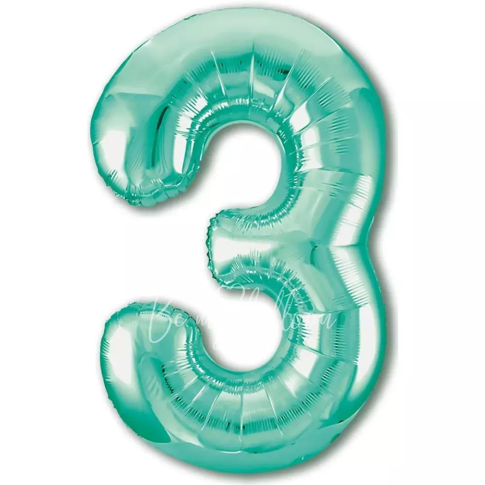 40" Helium foil gloss Biscay green Number 3 balloon