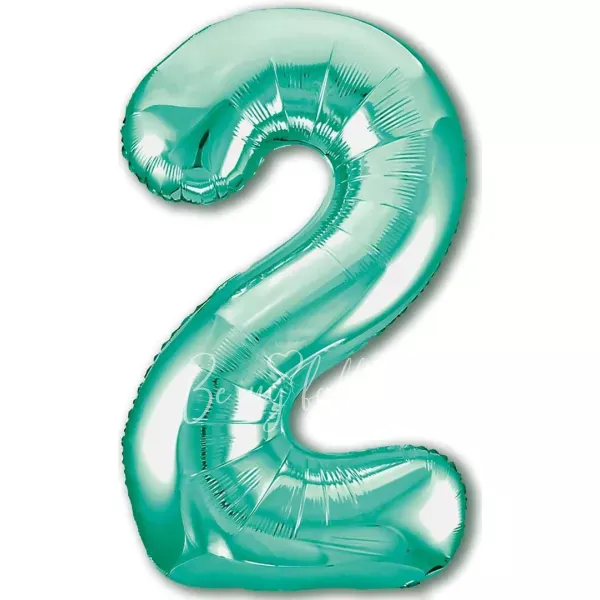 40" Helium foil gloss Biscay green Number 2 balloon