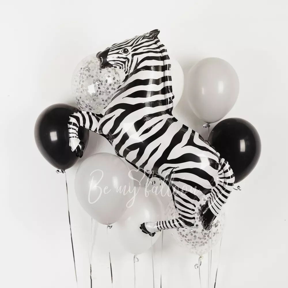 42" Helium foil Zebra balloon