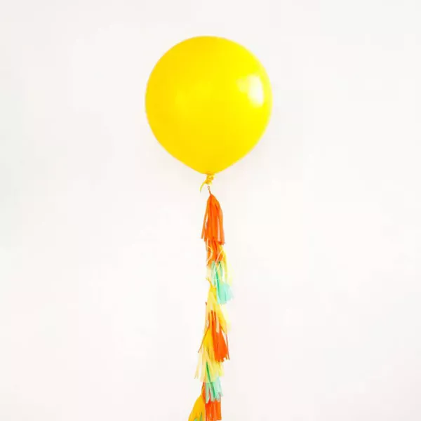 Latex Giant plain fashion balloon with tassels Yellow