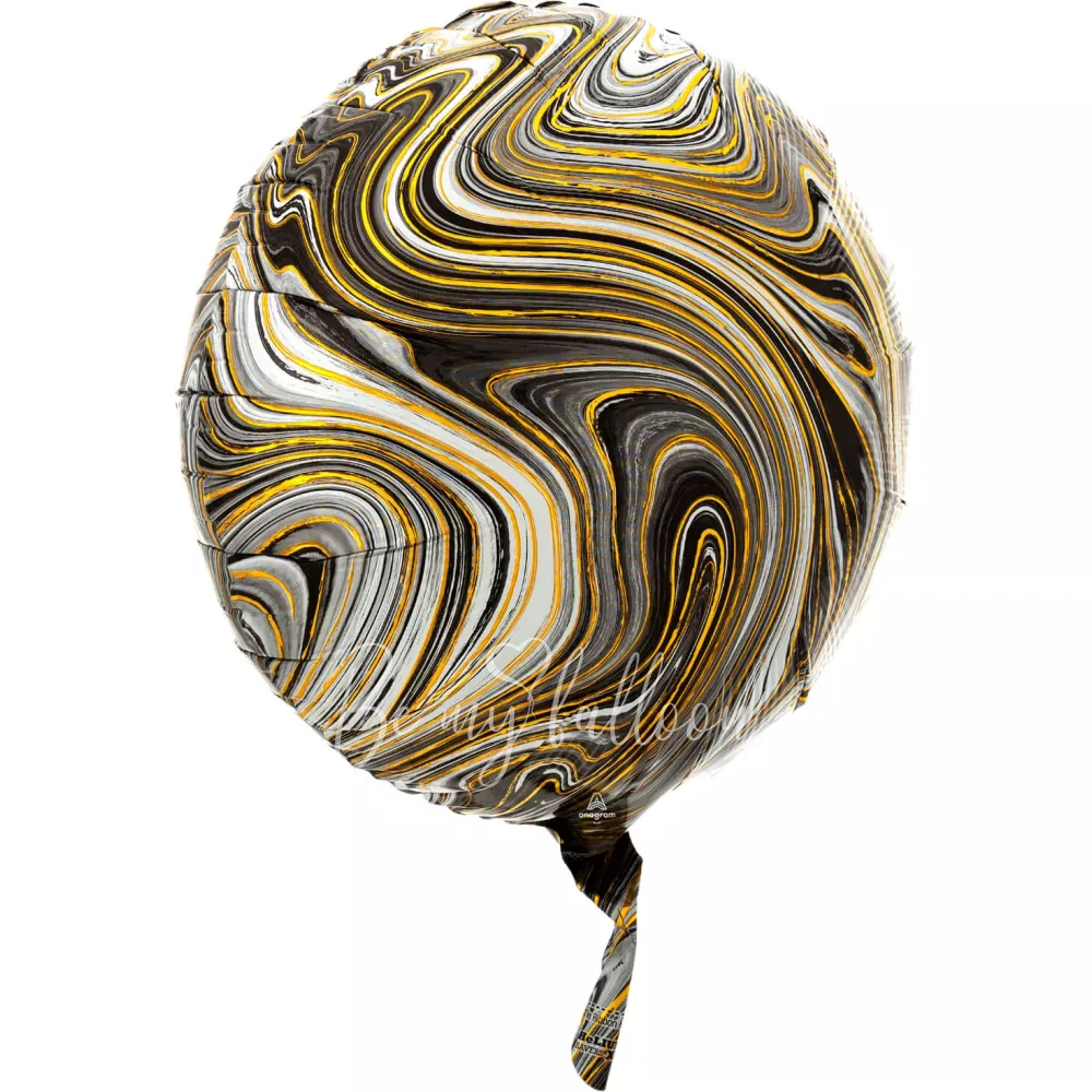 18" Helium foil gloss Marble black Round balloon