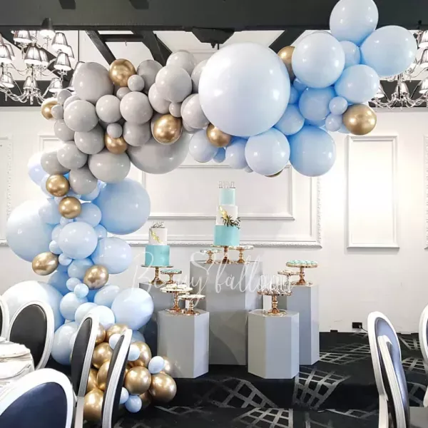 7m Pastel Blue and Grey organic balloon garland