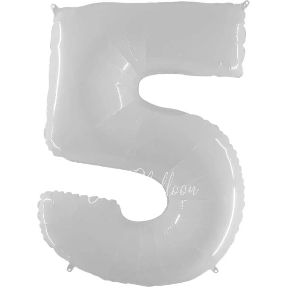 40" Гелевая Цифра "5" из фольги оттенка белый металл